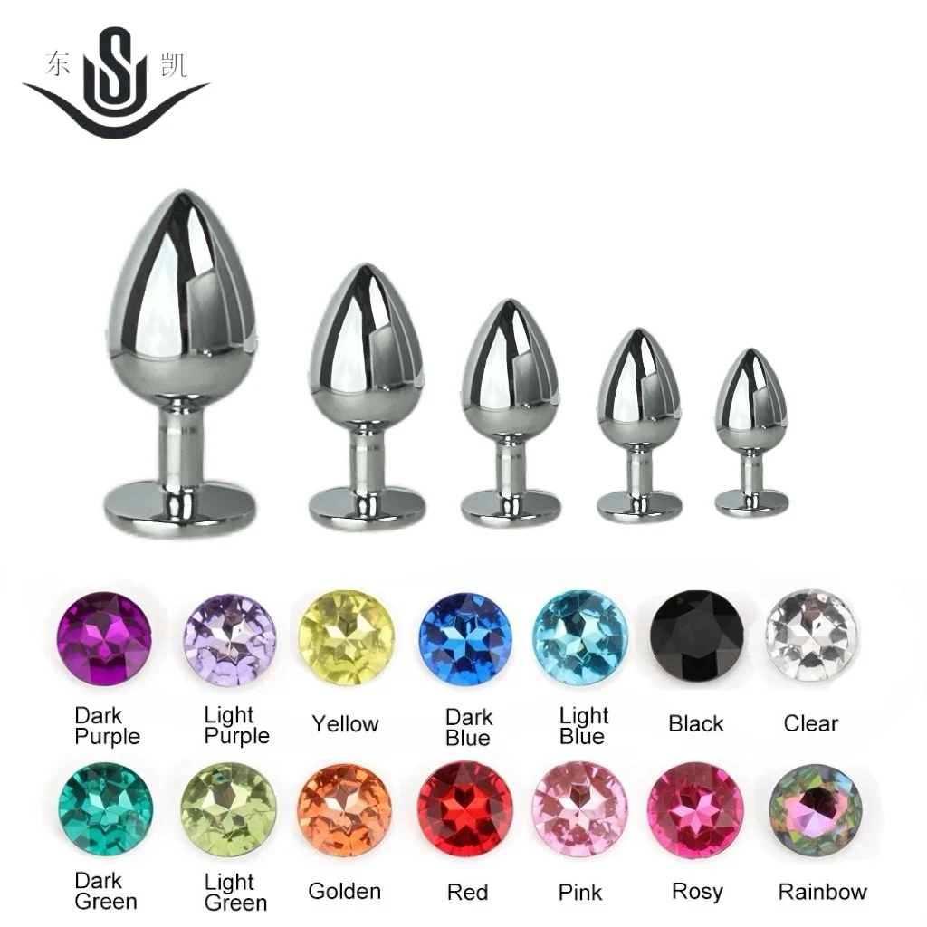 Dongkai New 5 Pcs/Set XXS XS S M L Metal Anal Plug Stainless Butt Plug Fetish Adult Anal Sex Toys Crystal Jewelry Anal Butt Plug