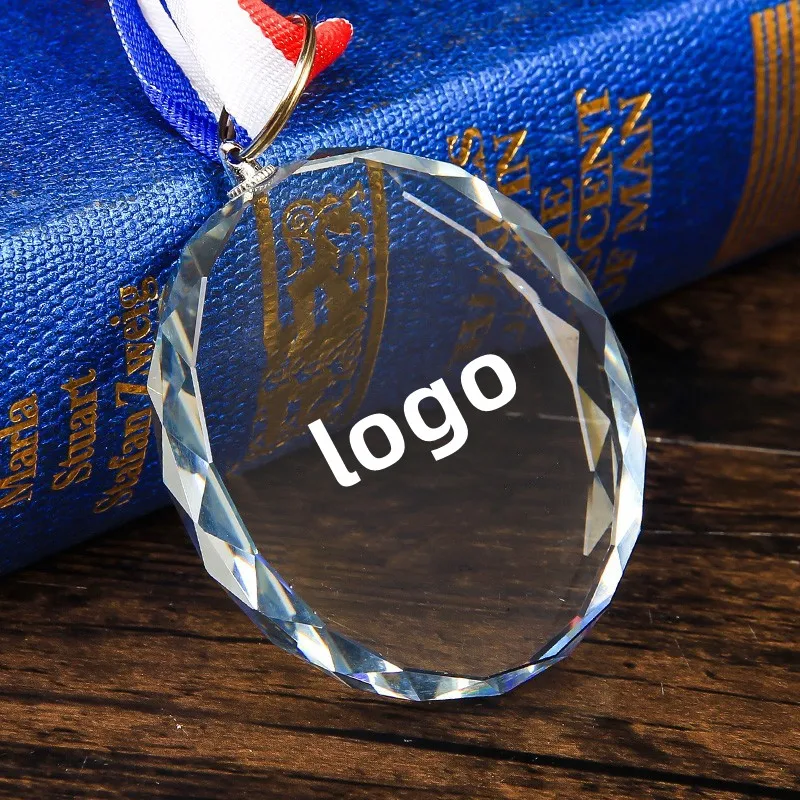 Crystal medal tag metal crystal medal badges custom-made school games medal gifts