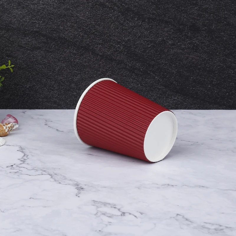 12oz Disposable Ripple Wall  Corrugated  Coffee Paper Cup Sold Wholesale