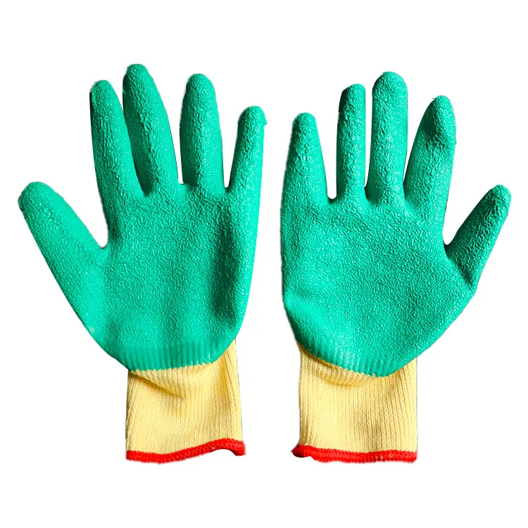 
Wholesale best quality green 21 cotton latex coated knit safty thermal working glove crinkle finish 