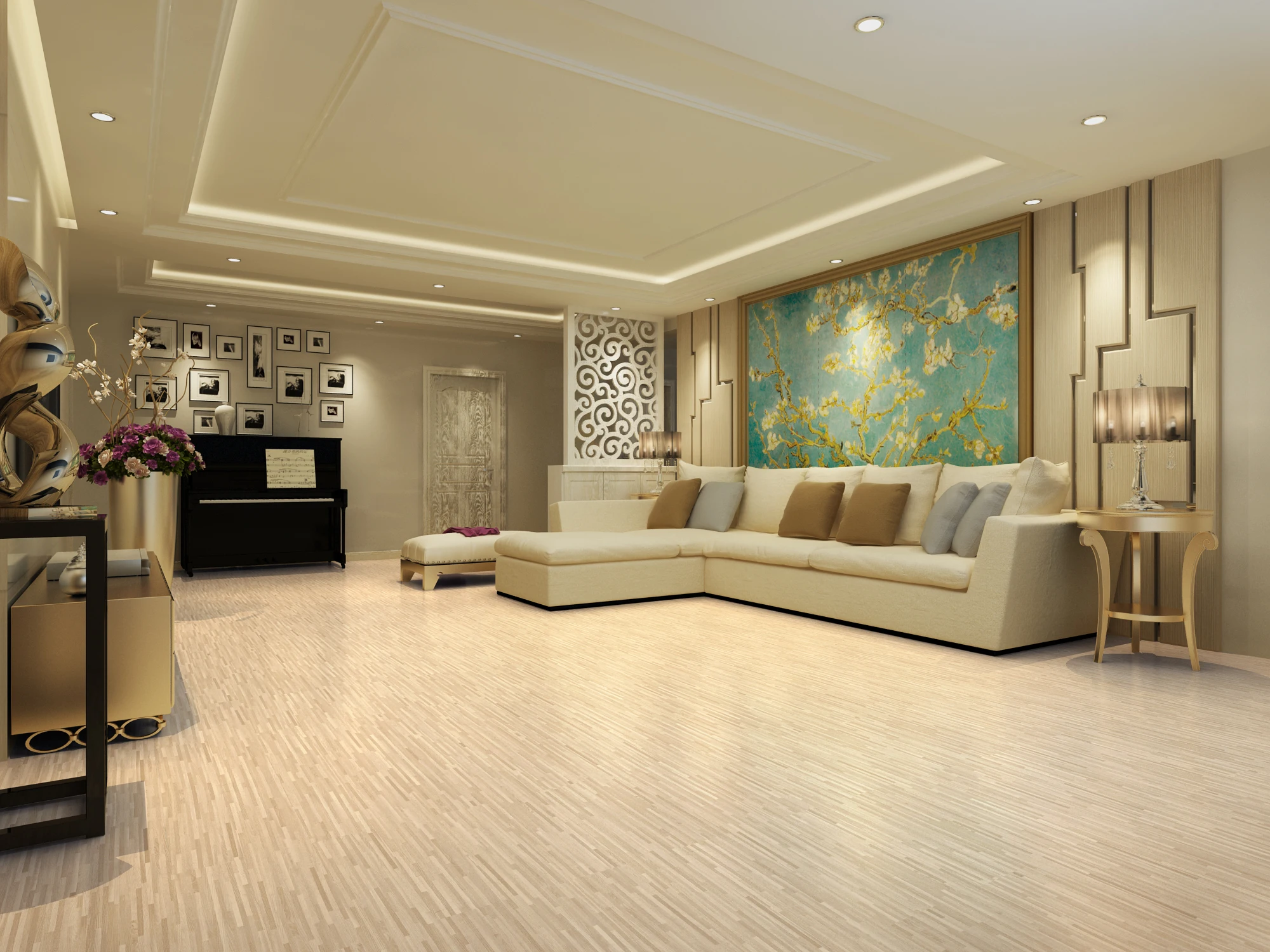 
New Design Waterproof Plastic Glue Back LVT Flooring Custom Size Thickness 