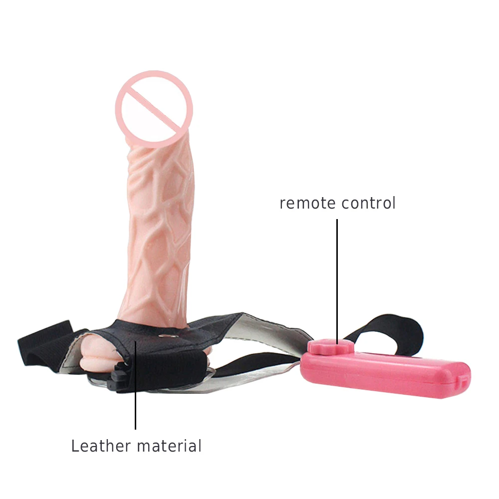  Free Shipping! Hollow Strap-On Dildo Pant Penis Sleeve Enlarger Extender Harness Men Realistic Vibrator Adult Sex