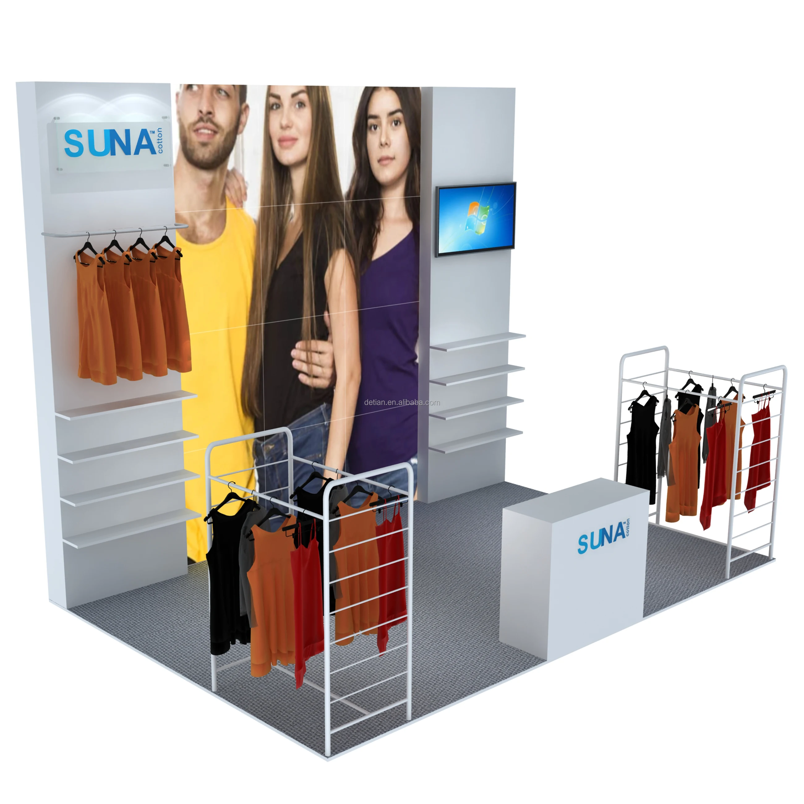 Detian Fashion Design Pop Up Trade Show Booth with LED  Aluminium Tension Fabric  Modular Portable Exhibition Booth