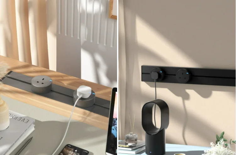 Universal Double Usb Track Socket Adapter Power Safety Electrical Use Smart Desk Home Office Rail System