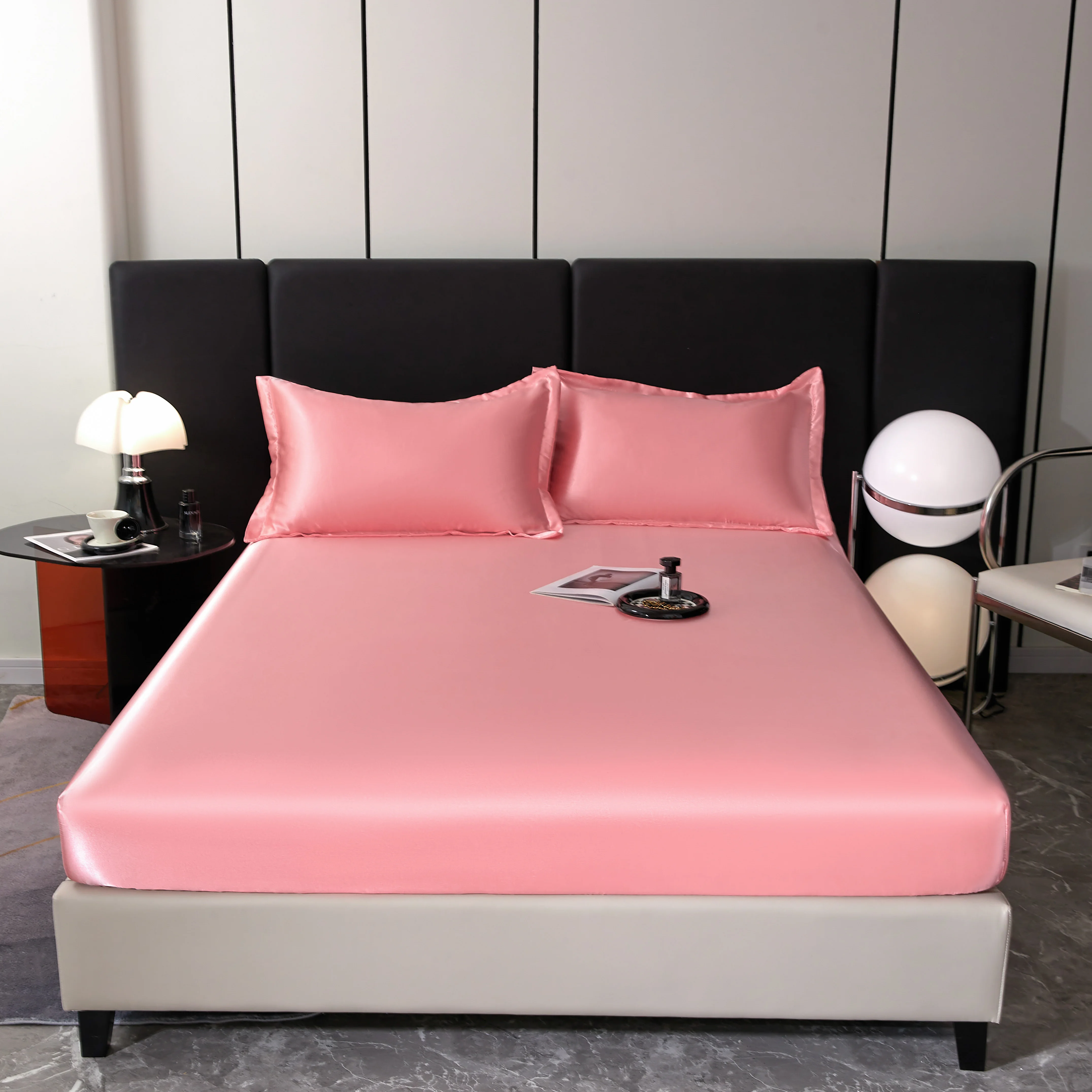 2024 Hot Sale 3pcs Silk Satin bed sheets Ultra Soft Silk Satin Fitted sheet Set