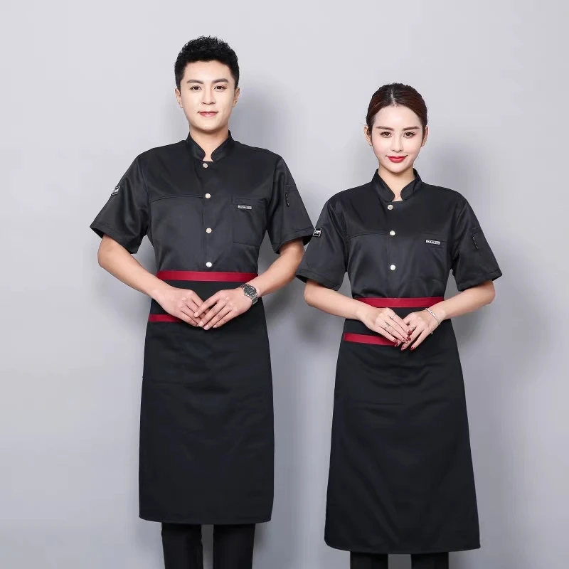
Factory Supply Restaurant Kitchen Cookwear Chef Cook Uniform Chef Jacket Coat short sleeve 