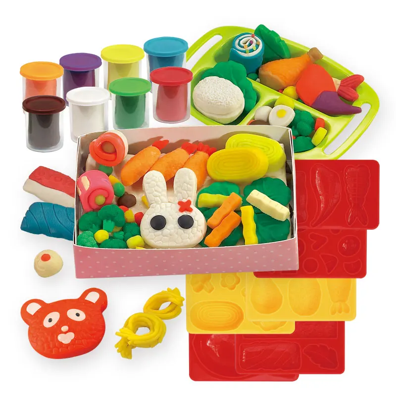 
Amazon Hot selling 14 Style Color Clay Fruits Sandwich Hamburg Donuts Picnic Pizza Lunch Box Cake Lunch Playdough Mold Tool Set Aliexpress Top Seller 
