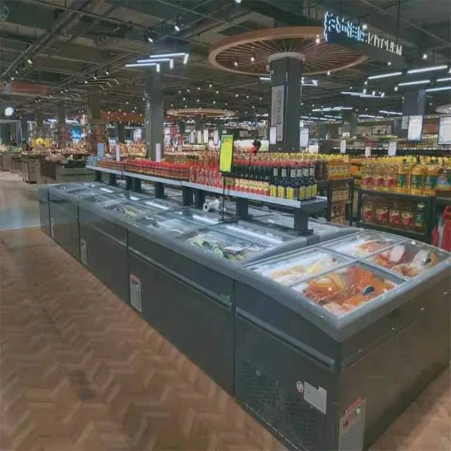 Supermarket Combination Island Cabinet Meat Fish Ice Cream Display Fridge Refrigerator Showcase Deep Chest Freezers
