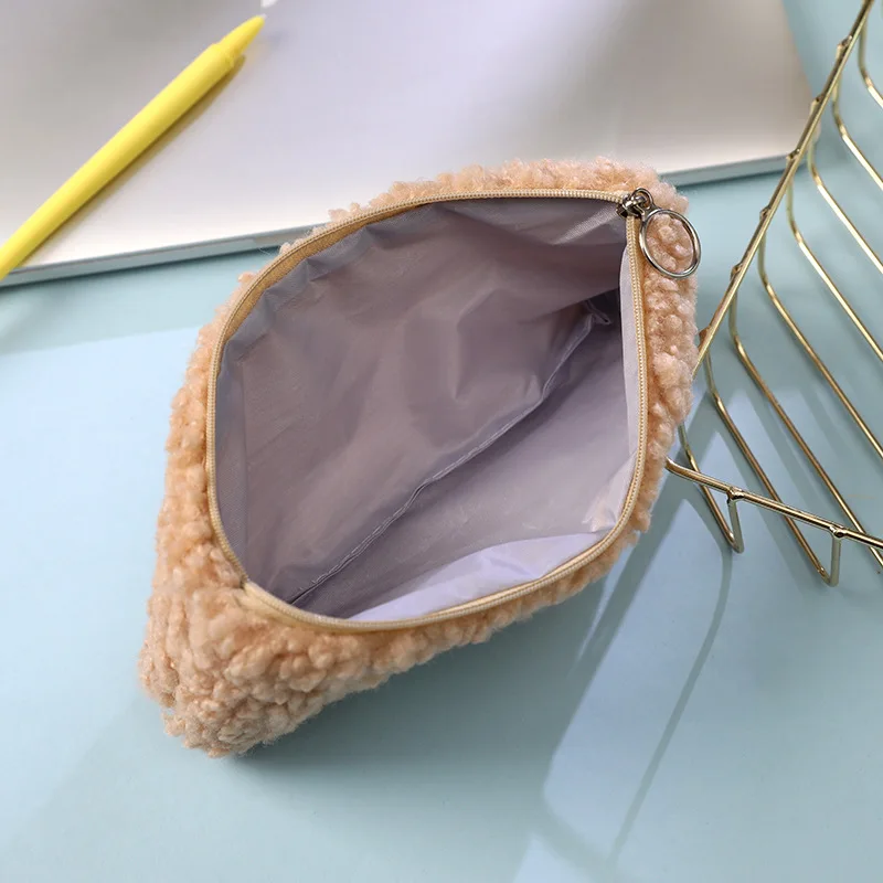 Wholesale cute soft plush embroidery cat paw pencil case kawaii pen pouch stationery school pencil case for girls