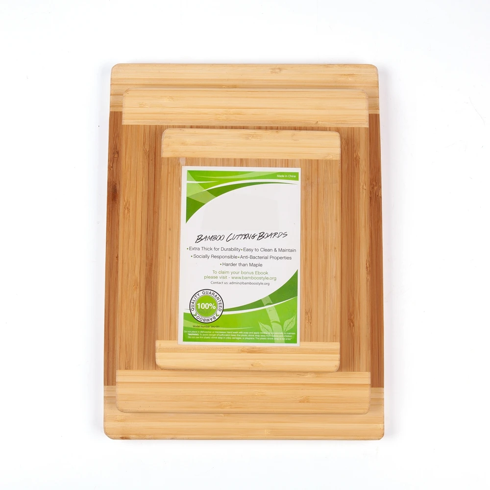 Kitchen Custom logo Large Organic Bamboo Cutting Board Set Of 3 Compartment Chop Board