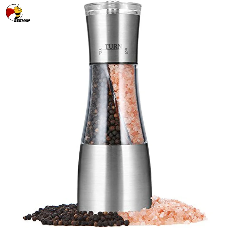 Beeman Eco Wholesale Kitchen Tool Hand Combined Stocked 2 In 1 Salt and Pepper Grinder Mill For Spices