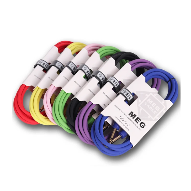 6M 20FT Low Noise 3m Plug 1/4 to 1/4 OFC  Mono Jack Colorful Instrument Cable Guitar Cables Guitar Wire Audio Cable