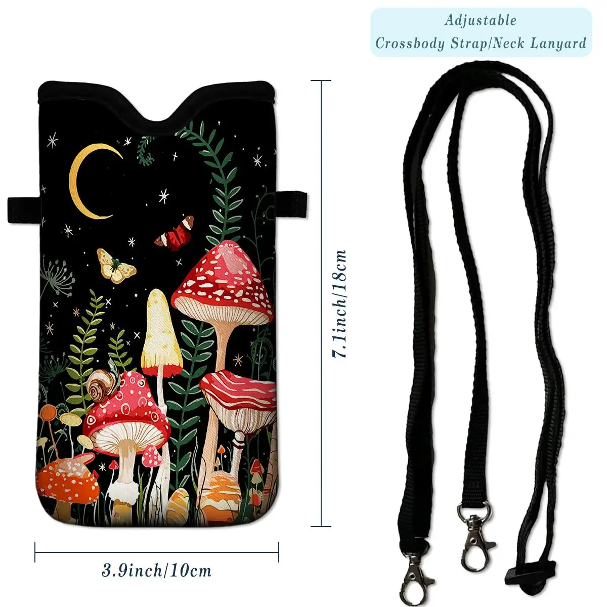 SMETA Sedex 4P Factory New Design Neoprene smartphone pouch Shockproof Zippered Sleeve with Neck Lanyard functional and Stylish