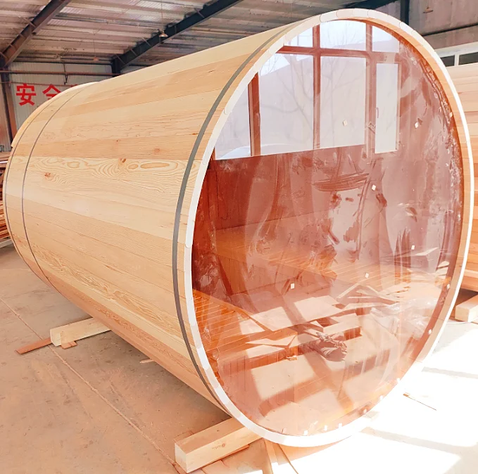 China Sauna Manufacturer Outdoor Solid Wood Barrel Sauna Wholesale