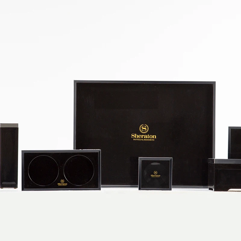 Factory Luxury 5 star hotel Latest Designed Bathroom Black Tray Hotel Leather Serving Tray