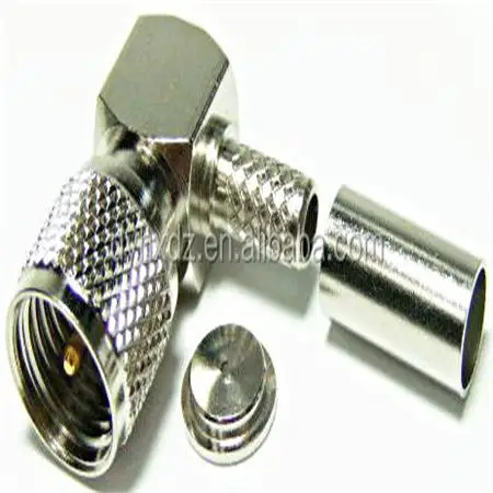 Right angle Mini UHF male Crimp RG58 connector R/A MINI UHF plug