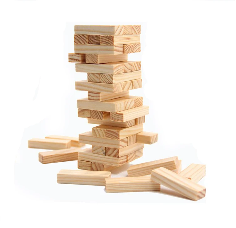 Timber Tower 3D Wood Block Stacking Game 36 Piece Classic Wooden Blocks for Building Toppling and Tumbling Games