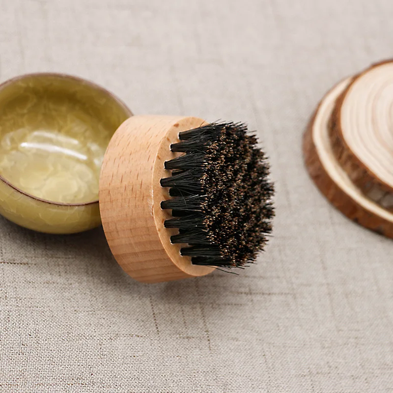Wooden Small Round OEM Men Beard Brush Boar Bristle High Quality Wholesale Costom