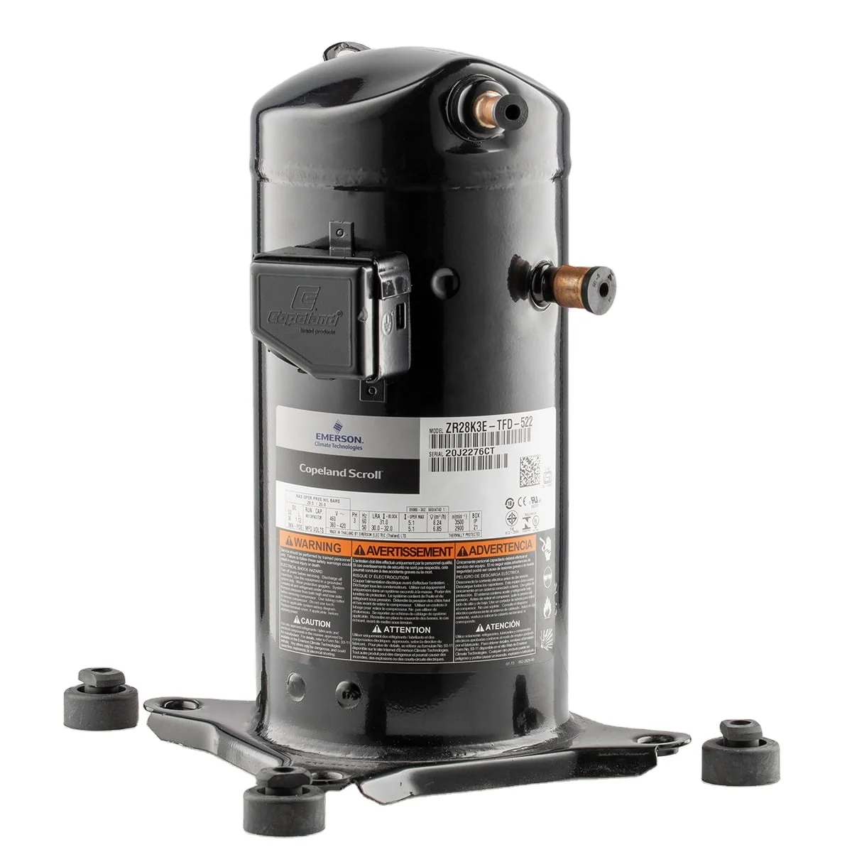 ZR28K3E-PFJ-522 ZR28K3E-TFD-522 ZR28KTE-TFD-522 2.5HP Hermetic Scroll Compressors emerson Copeland