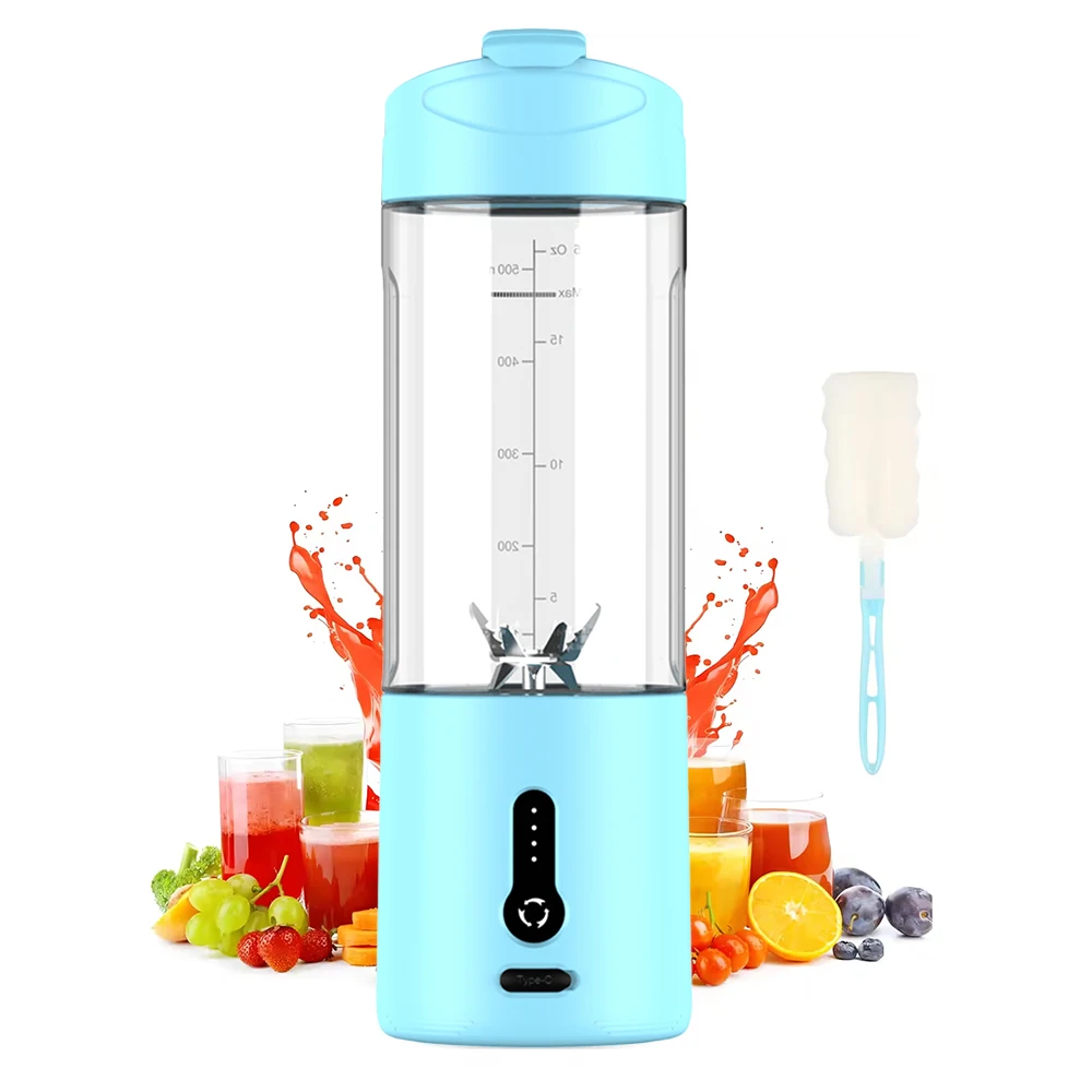 IPX7 Waterproof Electric Wireless USB-C Rechargeable 18oz Kitchen Small Portable Blender