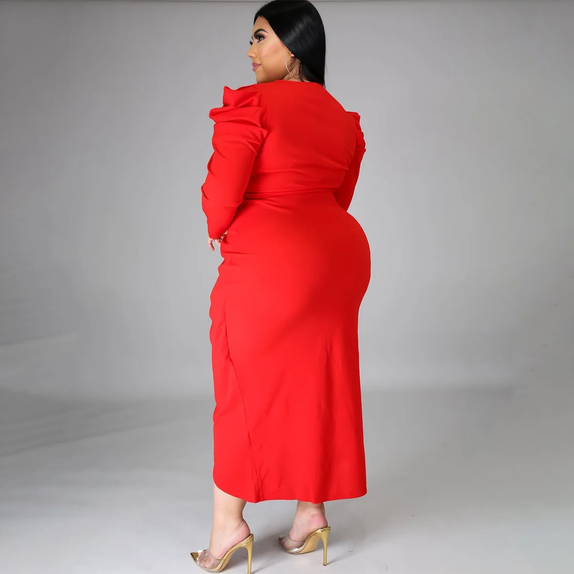 Winter Fall Fashion Long Sleeve Elegant Party Evening Women Clothing Plus Size Dress