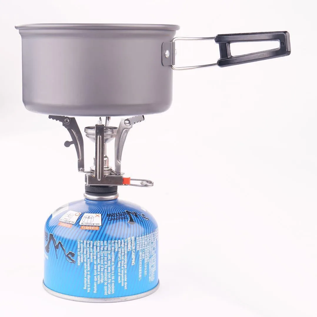 Outdoor Camping Gas Stove Portable Manual Cookware for Picnics and Casual Cooking Windproof with Butane Fuel
