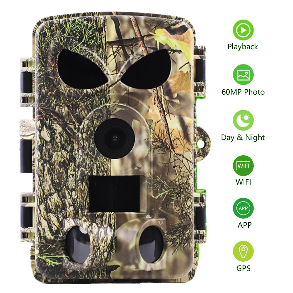 Forest Night Vision Wildlife Camera 8K Wifi Hunting Trail Camera 60mp Outdoor Waterproof Hunting Cameras