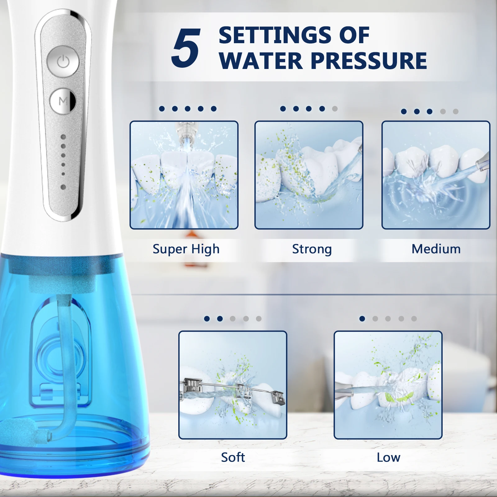 H2ofloss Newest IPX7 Waterproof Electric Teeth Whitening Water Flosser Home Travel Dental water flosser oral irrigator