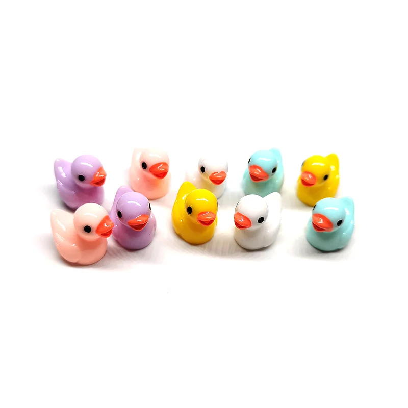 10pcs-1.8cm Mini Duck 3D Resin Craft Decorative Garden Miniature Ornament,DIY Decoration Toy Accessory Kawaii
