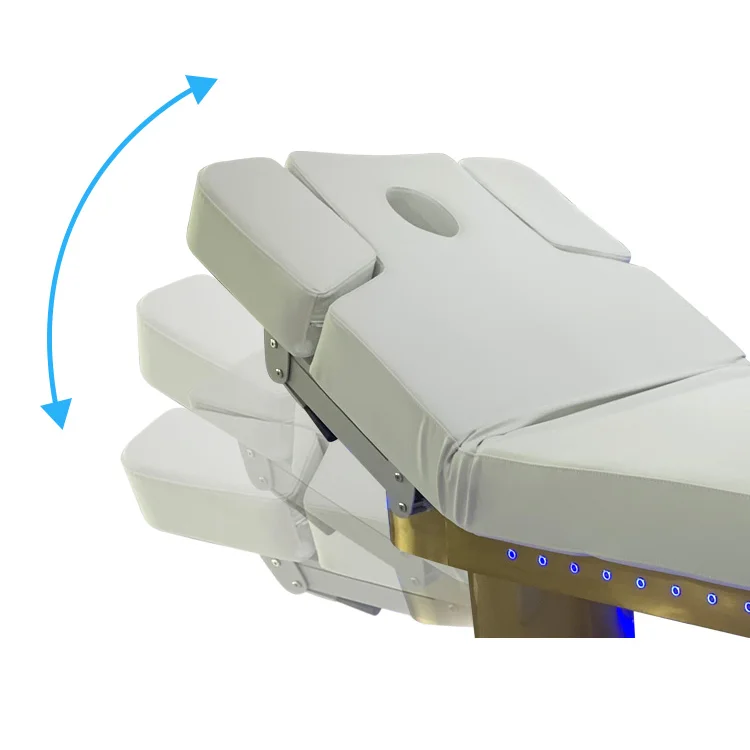 Luxury Electric Facial Bed Synthetic Leather  Salon Furniture Beauty Couch Adjustable Massage Foot Button Control Spa Facial