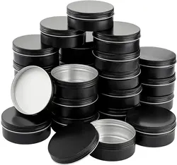Wholesale Empty Black 240ml Round Metal Aluminum Tin Cans Tea Storage Case Jars with Screw Top Lids