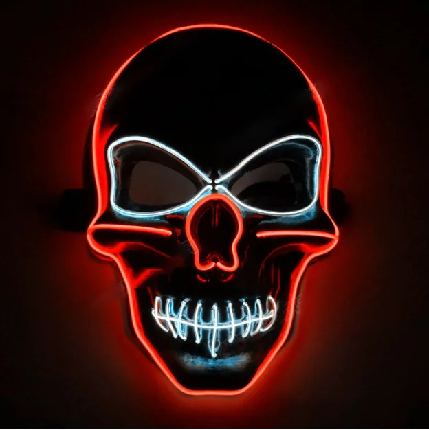 Wholesale In Manufacture LED Light Up Skull Face Mask Flashing Luminous Halloween Costume Party EL cosplay mask
