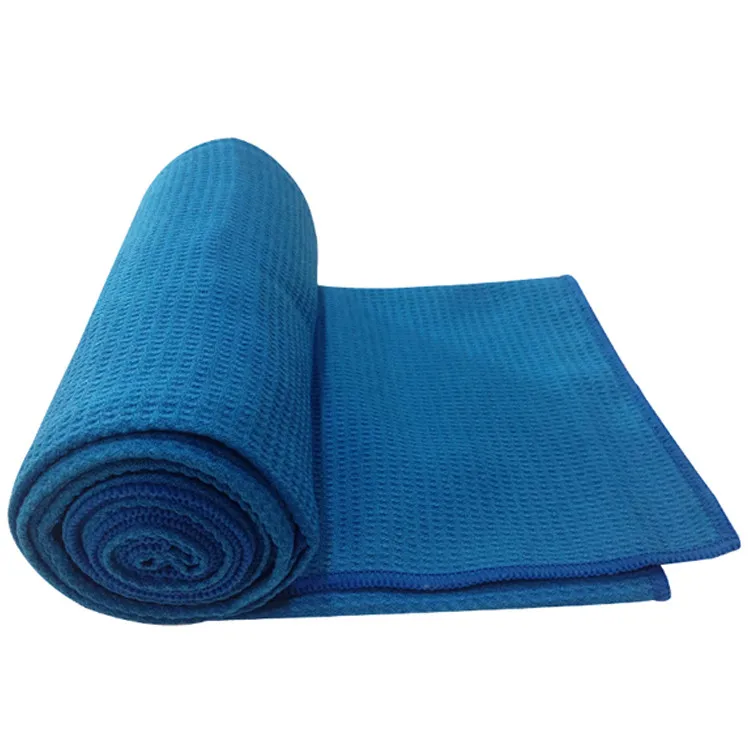 Customized design plain color waffle yoga towel non slip microfiber towel