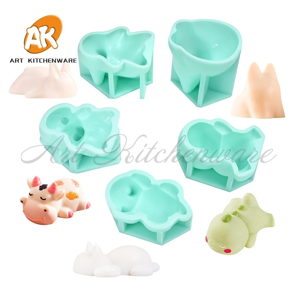 AK Animal Cat Custom Chocolate Soap Candle Silicone Mold Mould Candles for Cake Gypsum Moule Silicone 3d Resin Mold Decoration