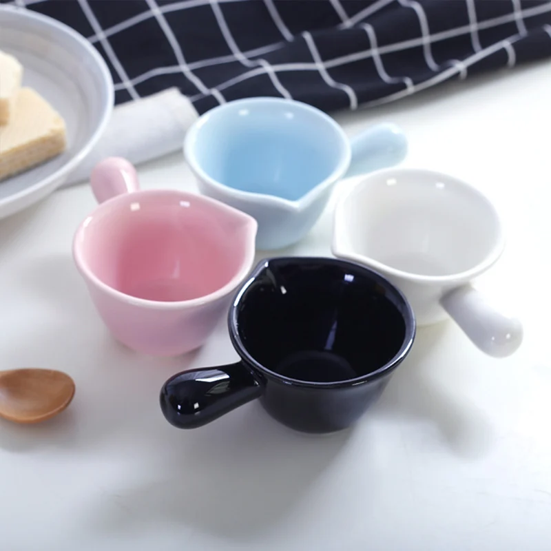 Wholesale Matte Ceramic Fancy Salad  Dessert Cream Milk Jug With Handle