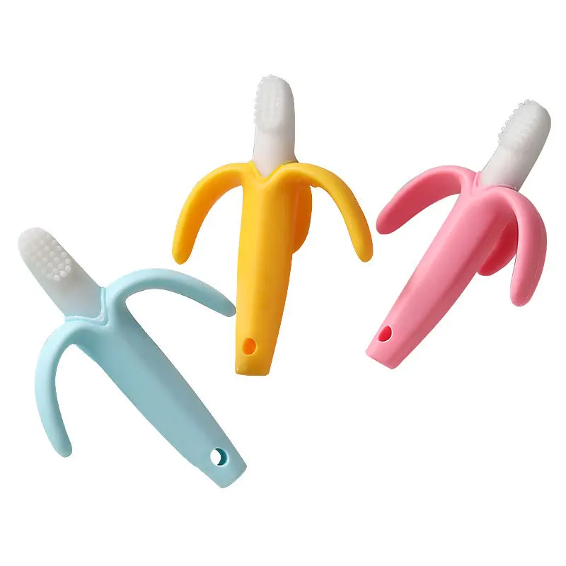 Baby Teething Toy Silicone Baby Dental Glue Food Grade Soft Fruit Banana Baby Toothbrush Dental Glue Toy