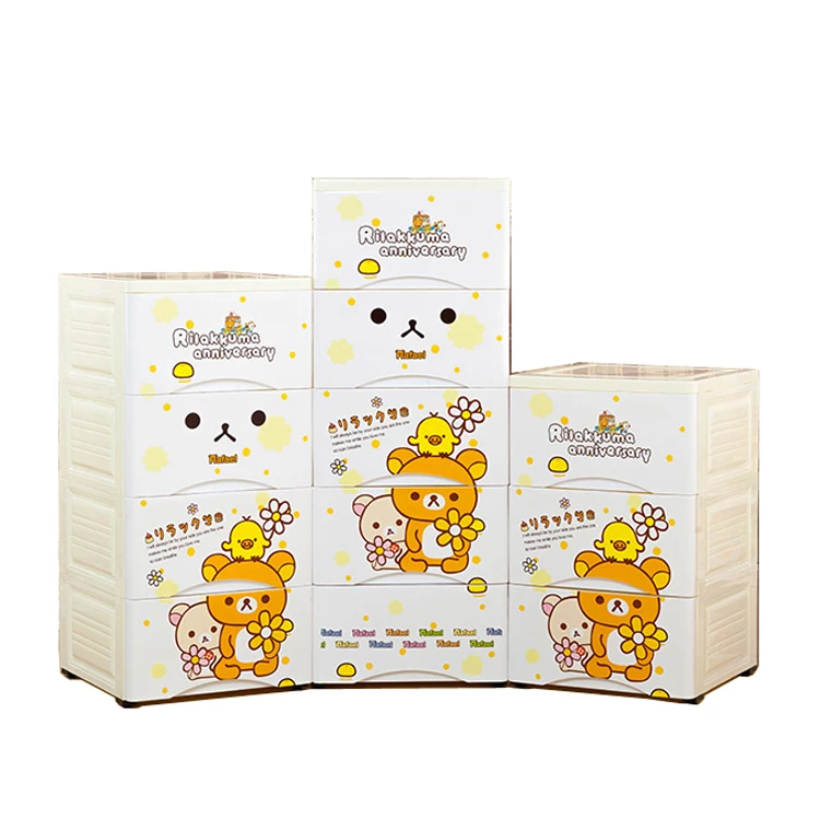 Cartoon Design Storage Drawer Foldable Plastic Cabinet Baby Cupboard Wardrobe for Clothes