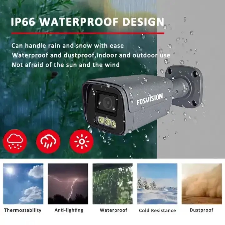 Fosvision Wholesale Outdoor ip camera 8mp 4k Security System Poe Full Color  cctv Camera Human Detection Full Color Bullet POE