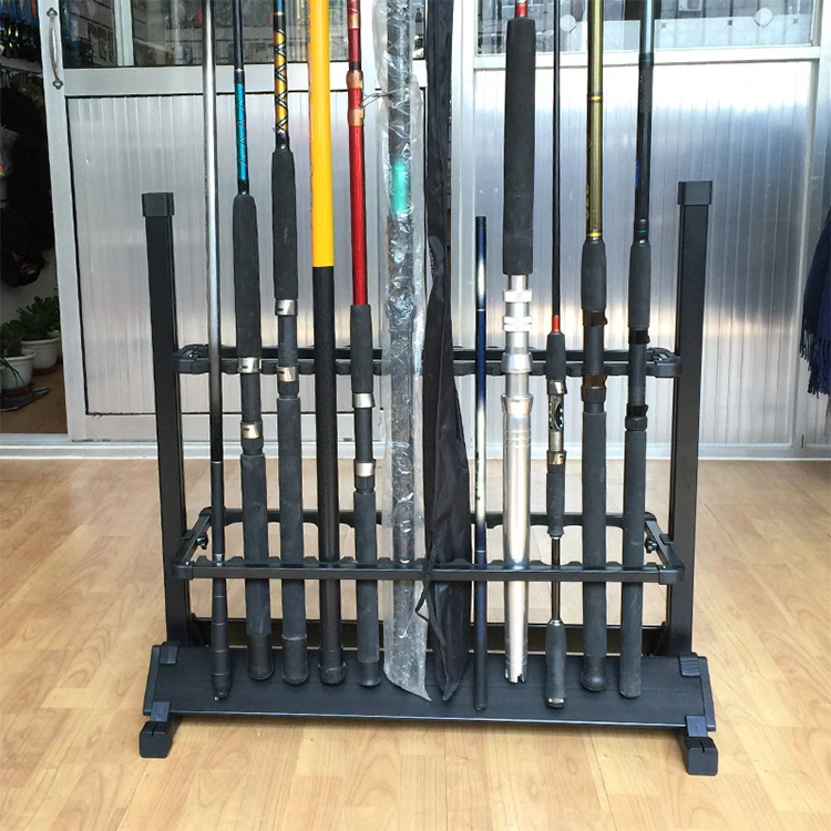 WEIHE 24 Holes frosted black fishing rod stand rod storage rack