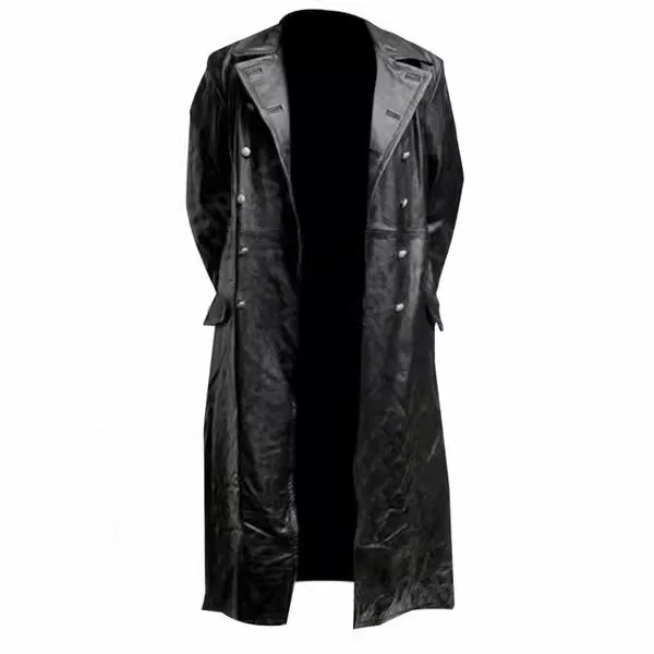 Wholesale Elegent Men Medieval Steampunk Gothic Long Leather Jackets Vintage Winter Outerwear Faux Leather Trench Coat