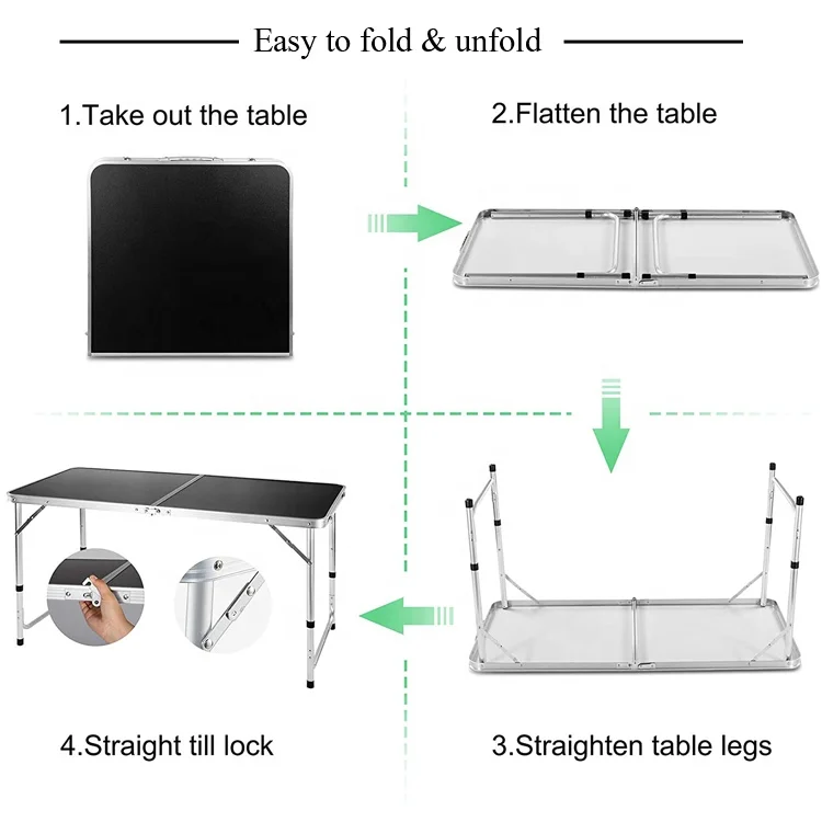 
120cm Aluminum Beer Pong Game Table Height Adjustable Lightweight Picnic Dining Folding 2021 Camping Table 
