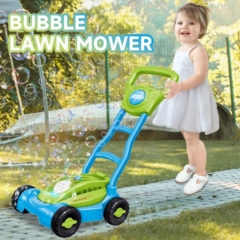 Automatic Bubble Machine Slooshing Bubble Lawn Mower Maker Cart Toddler Toys Kids Gardening Outdoor Toys