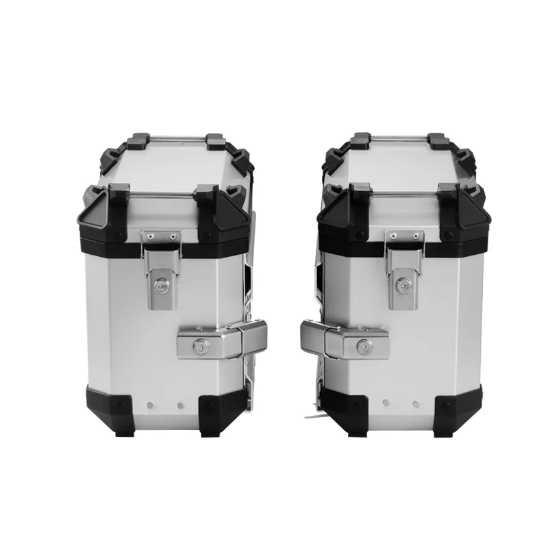 COOCASE 28L Silver Motorcycle Side Box Aluminum Tail Box Rear Case Motorcycle Top Box