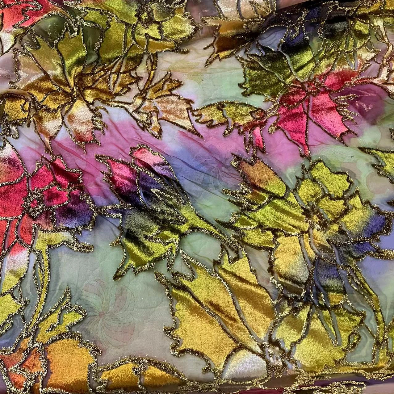 Ready to ship pure silk velvet burnout jacquard for diracs and garbasar hand printing soft silk