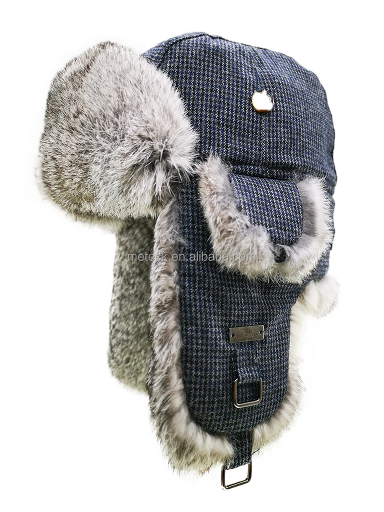 FUR WINTER Factory Wholesale Thick Warm Aviator Trapper Hats with Earflap Ushanka Trooper Winter Bomber Caps