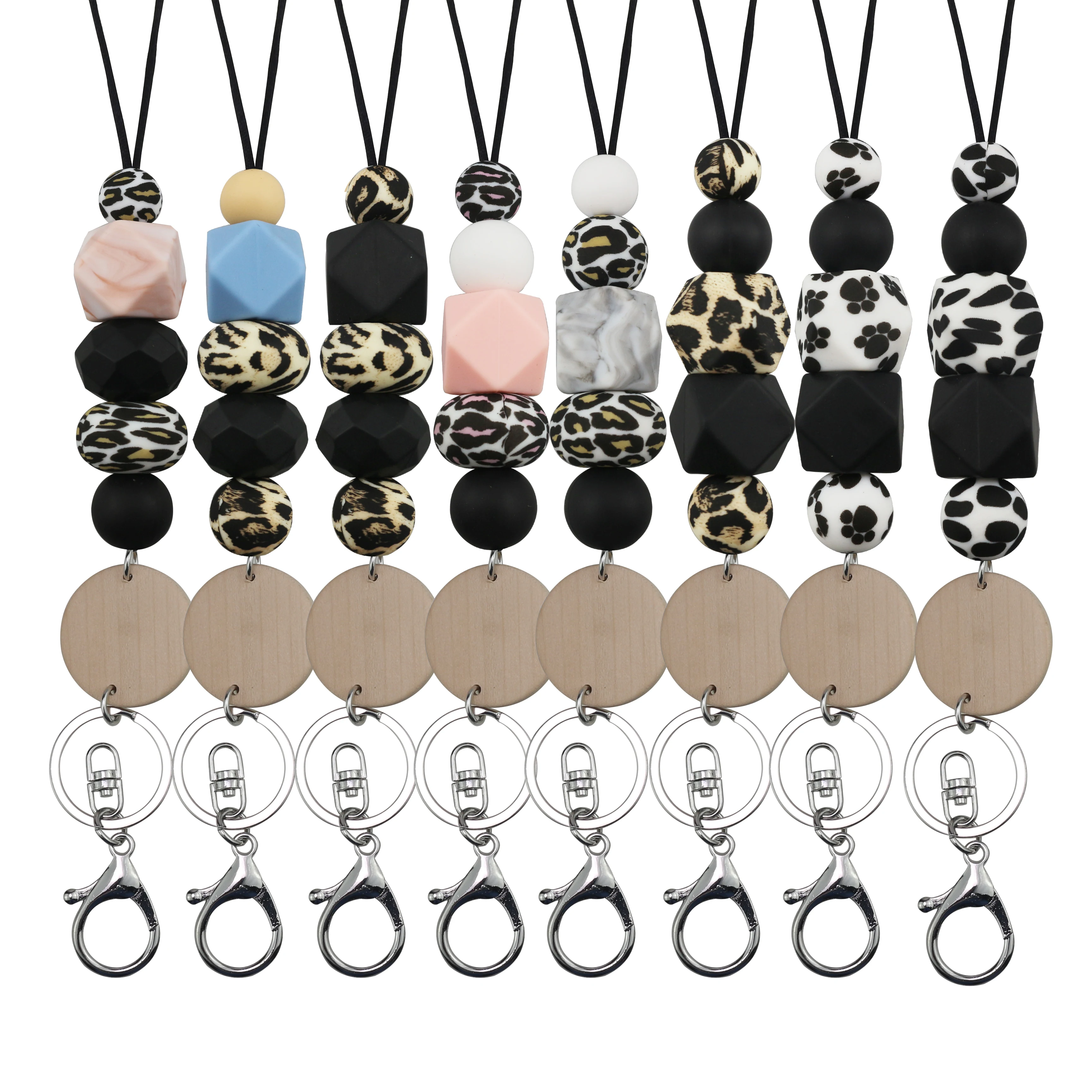 Новые Deigns монограммные деревянные дисковые бирки Подвеска Ожерелье Брелок Силиконовые Бусины ремешки брелки