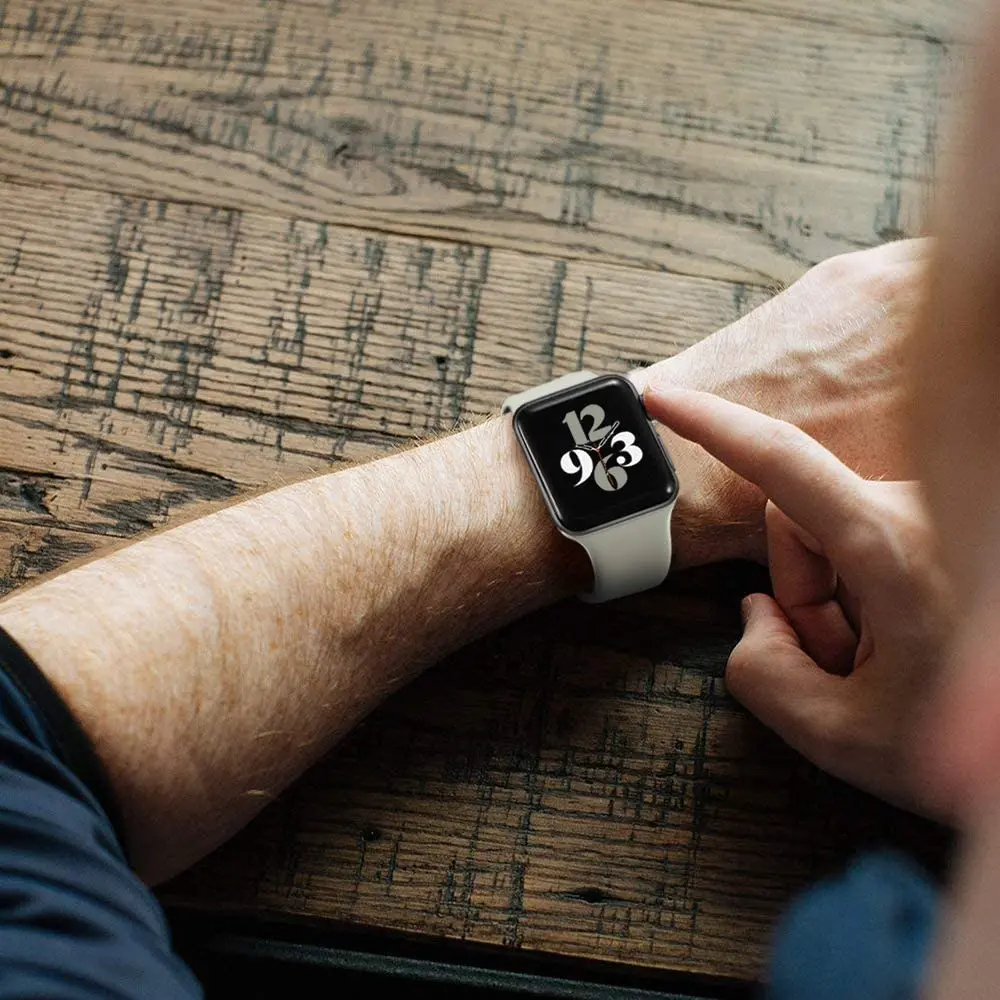 YHQ Silicone Strap For Appl Watch Band 42mm 44mm 45mm Men Soft Sport Watchband Bracelet  i watch series 3 4 5 6 SE 7