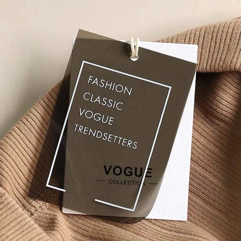 Custom foil gold stamping brand logo hang tags garment labels for clothing