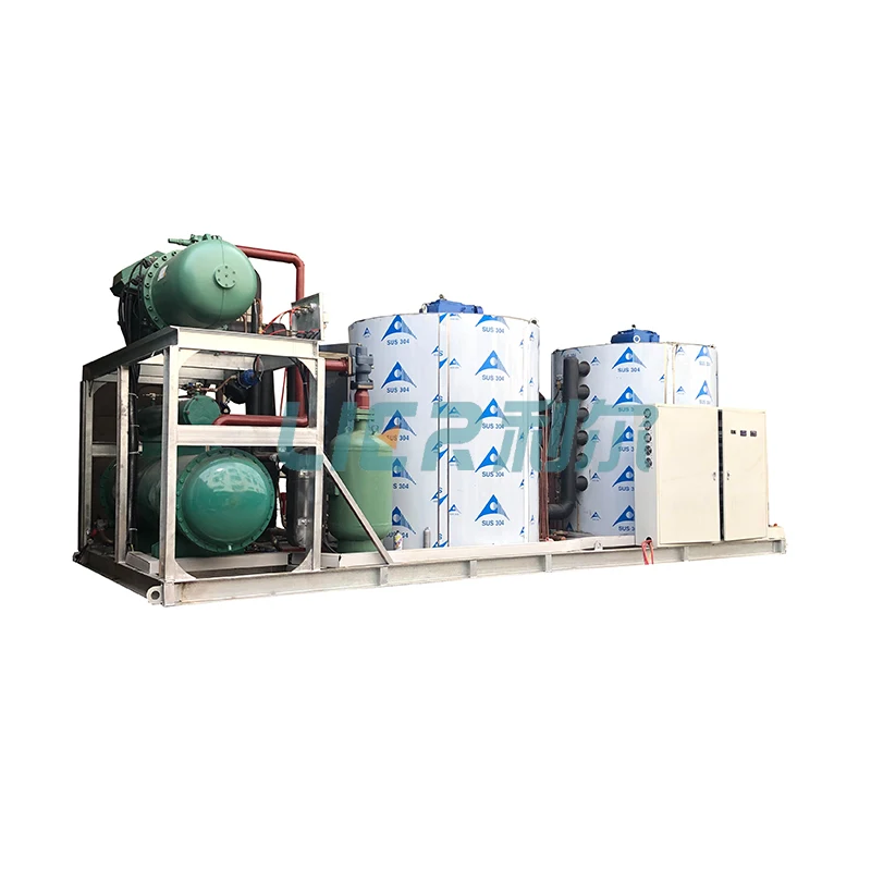 Food Grade Hygiene Stainless Steel Ice Evaporator 10MT Flake Ice Machine System Manufacturer