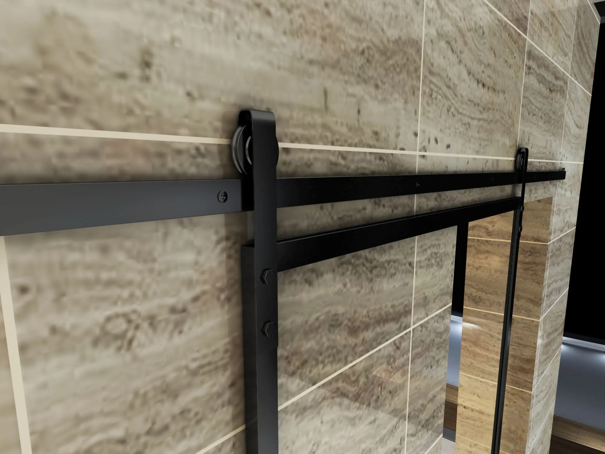 Custom Metal Black Framed Aluminium Steel Look Sliding Glass Doors Internal Aluminum Glass Interior Sliding Barn Door